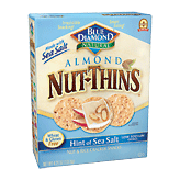 Blue Diamond Nut-Thins hint of sea salt almond nut & rice cracker snacks, wheat & gluten free Left Picture